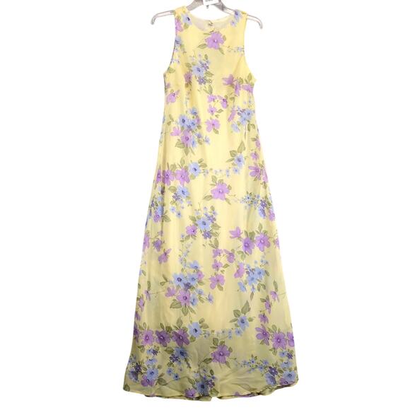California Concepts Dresses & Skirts - Vtg 90s Y2K California Concepts Yellow Floral Sleeveless Maxi Dress Sz 11 Spring